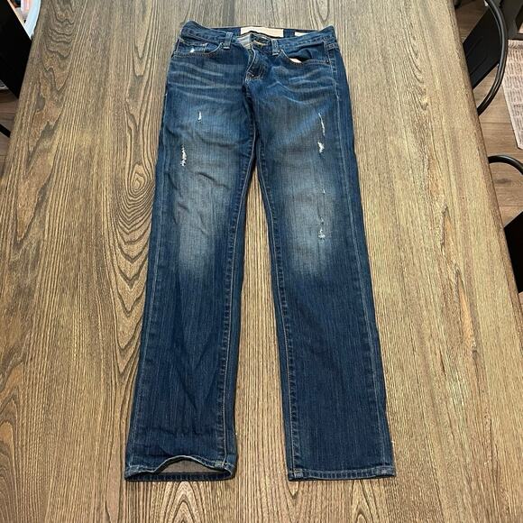 New York & Company Boyfriend Jeans Mid Rise Distressed Denim Medium Wash Sz 0/25 - Picture 1 of 12